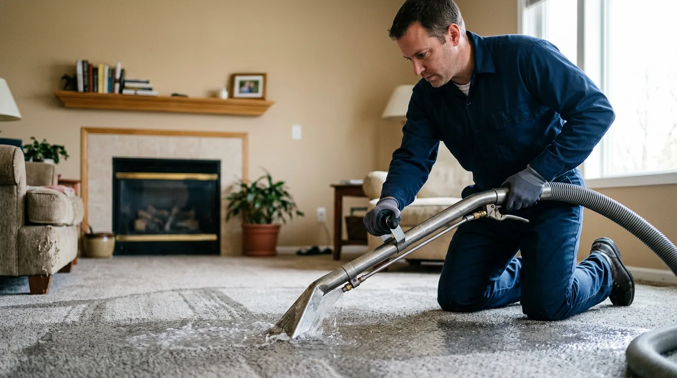 Water damage restoration technician working near Brownfield, TX